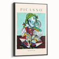 Black and white framed canvas featuring a vintage Picasso-style landscape, ideal for bedroom wall art.