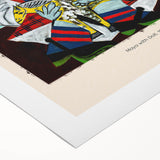 Art deco poster featuring geometric shapes in muted beige and brown, rolled canvas, suitable for dining room decor.