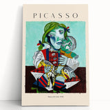 Black and white abstract Picasso design on stretched canvas, ideal for kitchen wall art or bedroom ambiance.