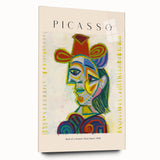 Large abstract wall art on acrylic glass featuring cubist Picasso-inspired designs in muted earth tones.