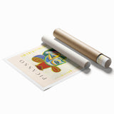 Extra large rolled print featuring abstract floral design in vibrant colors.