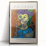 Mid-century modernist acrylic print featuring abstract designs in gold and black tones, ideal for modern art wall decor.