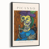 Black and white landscape art painting on framed canvas, featuring a minimalist vintage poster style.