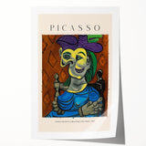 Abstract Picasso design in vibrant hues on rolled canvas, ideal for art wall dining room.