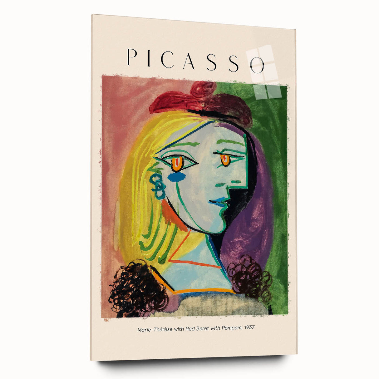 Large abstract wall art on acrylic glass depicting Picasso-inspired design in neutral tones.
