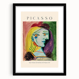 Extra large abstract art print featuring a colorful, textured design in a black frame, ideal for living room decor.