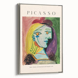 Framed canvas of a vintage Picasso-style landscape art painting with colorful and black elements.