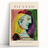 Black and white abstract Picasso design on stretched canvas, ideal for kitchen wall art or bedroom ambiance.