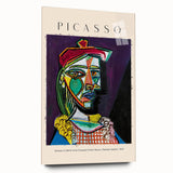 Large abstract wall art on acrylic glass featuring Picasso-inspired design in bold colors.