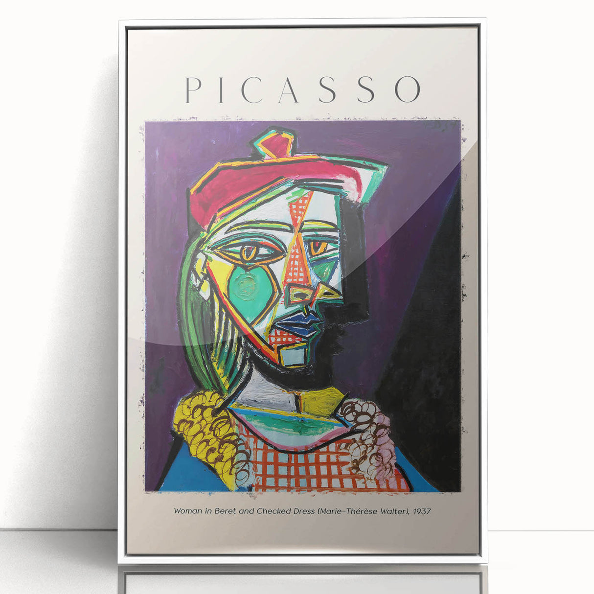 Modern art wall decor featuring a Picasso-inspired abstract design in muted colors on a framed acrylic.