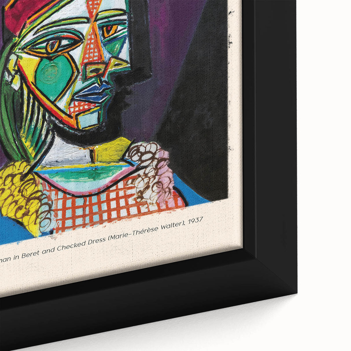 Extra large framed canvas featuring a close-up of a textured, colorful abstract design, ideal for modern living room decor.