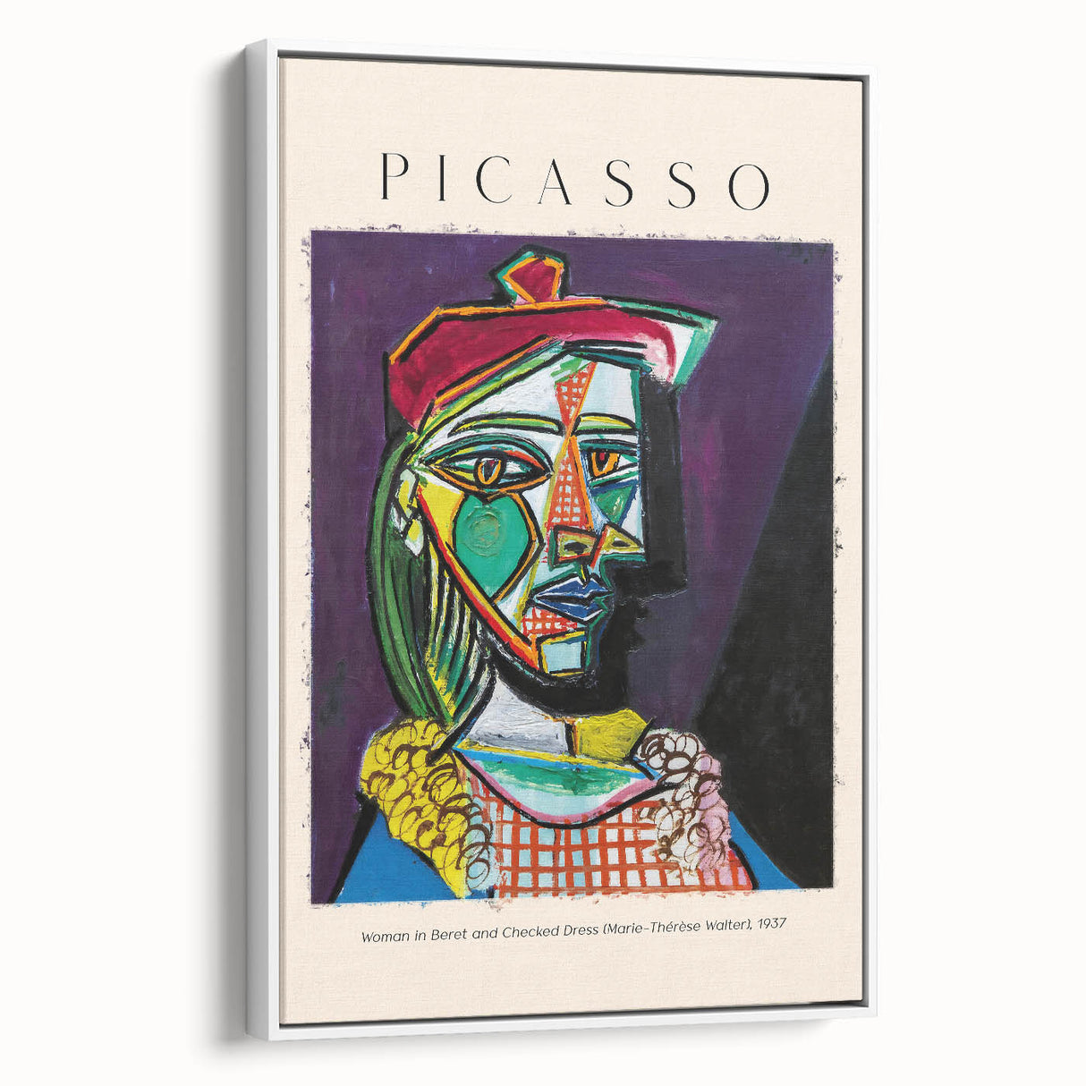 Extra large framed canvas depicting a vintage poster art style, featuring vibrant colors on a black background.