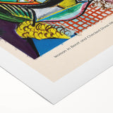 Art deco poster featuring geometric shapes and contrasting colors on rolled canvas, suitable for dining room decor.