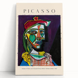 Large black and white abstract Picasso design on stretched canvas, ideal for kitchen wall art or bedroom ambiance.