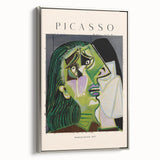 Framed canvas featuring a colorful landscape painting with vintage poster art influences.