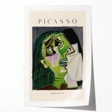 Avant-garde Picasso-inspired floral art on a rolled print, featuring bold colors.