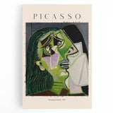 Abstract Picasso-inspired design in black and white on stretched canvas, ideal for kitchen wall art.