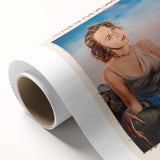 Art deco poster of Salvador Dali's design on rolled canvas, featuring geometric shapes in neutral tones.