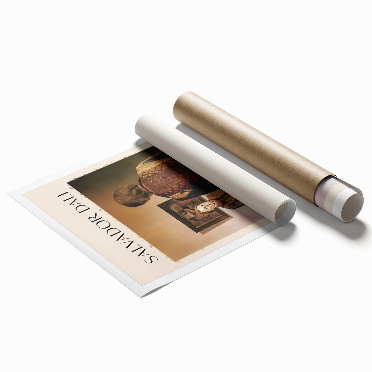Extra large rolled print featuring a Salvador Dali-inspired floral design in vibrant colors.
