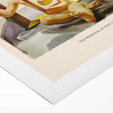 Art Deco poster featuring a surreal Salvador Dali design in muted tones on rolled canvas, suitable for dining room walls.