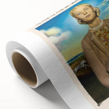 Art deco poster of a surreal Salvador Dali design in muted tones on rolled canvas, ideal for nursery wall art.