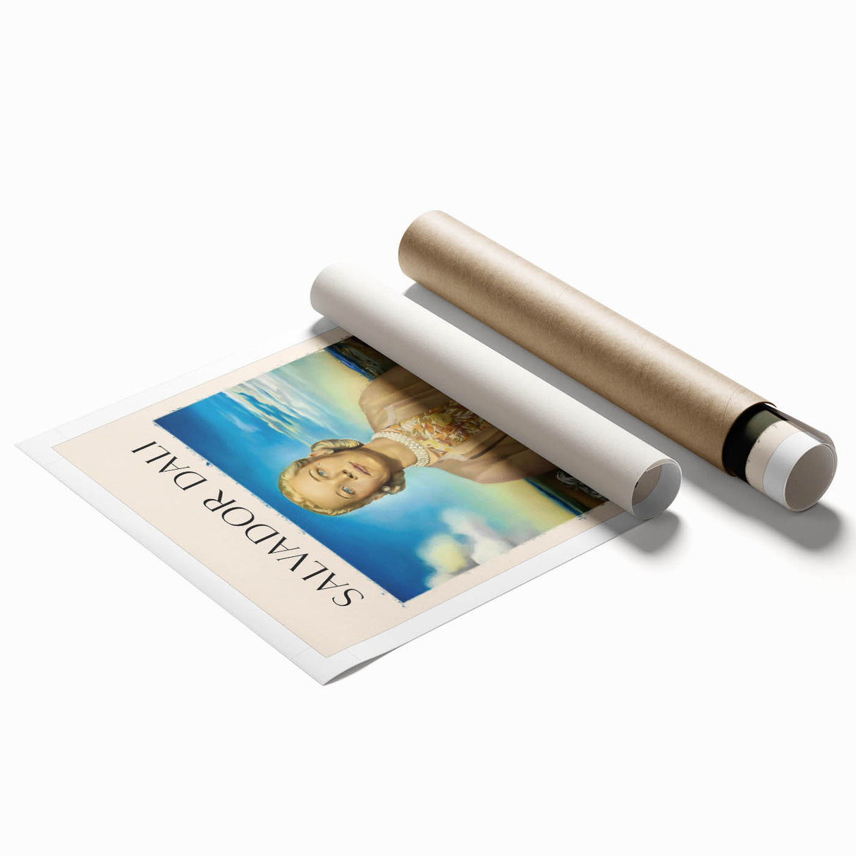 Extra large rolled print of Salvador Dali's avant-garde floral design in vibrant colors, ideal for classy bathroom wall art.