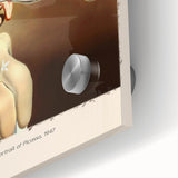 Mid-century modernist art featuring abstract shapes in pastel shades on acrylic glass, ideal for dining room decor.