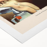 Art deco poster featuring a surreal Salvador Dali design in muted tones on rolled canvas, suitable for dining room wall art.