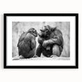 Black-framed wall art showcasing a vibrant monkey and ape chimpanzee design, ideal for animal lovers and modern decor. Perfect for adding a playful touch to any room.