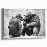 Framed wall art featuring a detailed design of a monkey and ape, showcasing vibrant colors and intricate patterns, perfect for animal lovers and modern decor.
