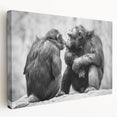 Colorful wall art featuring a stylized chimpanzee design on stretched canvas, showcasing vibrant hues and intricate details, perfect for animal lovers' decor.