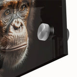 Close-up of a vibrant acrylic glass artwork featuring a playful monkey and chimpanzee design, ideal for adding a whimsical touch to modern decor.