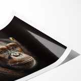 Colorful wall art print featuring a whimsical monkey and ape design, showcasing playful chimpanzees in vibrant hues, perfect for children's decor or animal lovers.