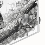 Close-up of a vibrant wall art collection featuring a playful monkey, ape, and chimpanzee design, beautifully displayed on acrylic glass, ideal for animal lovers.