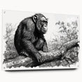 Colorful wall art collection featuring a side view of a monkey, ape, and chimpanzee design printed on acrylic glass. Ideal for animal lovers and modern decor.