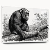 Colorful wall art collection featuring a side view of a monkey, ape, and chimpanzee design printed on acrylic glass. Ideal for animal lovers and modern decor.