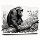 Acrylic glass wall art collection showcasing a vibrant monkey and ape chimpanzee design, displayed from the side, featuring intricate details and colorful imagery perfect for animal lovers.