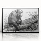 Framed wall art featuring a detailed design of a monkey and ape, showcasing vibrant colors and intricate patterns, perfect for animal lovers' decor.