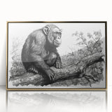 Framed wall art collection featuring a stylish design of a chimpanzee and monkey, set in an elegant gold-acrylic frame against a neutral backdrop, perfect for animal lovers and modern decor enthusiasts.