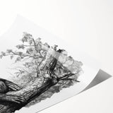 Colorful rolled print showcasing a detailed design of a monkey and chimpanzee, ideal for animal-themed decor, packaged securely for easy display.