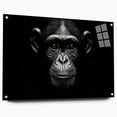 Side view of a vibrant acrylic wall art collection featuring a monkey and ape chimpanzee design, elegantly displayed with pins. Ideal for adding a playful touch to modern decor.