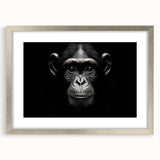 Framed wall art collection featuring a whimsical monkey and ape design, with a silver frame and mat, showcasing vibrant colors and playful expressions, ideal for children's rooms or animal-themed decor.