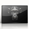Framed wall art design featuring a playful monkey and chimpanzee illustration with a black frame, perfect for adding a whimsical touch to any room's decor.