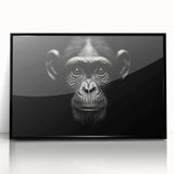 Framed wall art design featuring a playful monkey and chimpanzee illustration with a black frame, perfect for adding a whimsical touch to any room's decor.