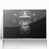Framed wall art featuring a stylish design of a monkey and chimpanzee, showcasing intricate details and vibrant colors, perfect for animal lovers and modern decor.