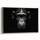 Framed wall art featuring a sleek silver design of a chimpanzee and monkey, showcasing intricate details and vibrant colors, perfect for animal lovers and modern decor.