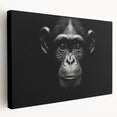 Stretched canvas wall art showcasing a vibrant monkey and ape design, featuring a playful chimpanzee, perfect for animal lovers and modern decor enthusiasts.