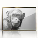 Framed wall art collection showcasing a vibrant monkey and ape chimpanzee design in gold-acrylic finish, perfect for nature-themed decor.