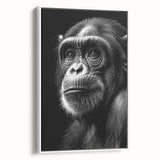 Framed wall art featuring a vibrant chimpanzee design with detailed textures, showcasing colorful hues against a white background, ideal for animal lovers.