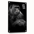 Acrylic wall art showcasing a vibrant monkey and ape gorilla design, displayed in a side view with stylish pins, perfect for animal-themed decor.